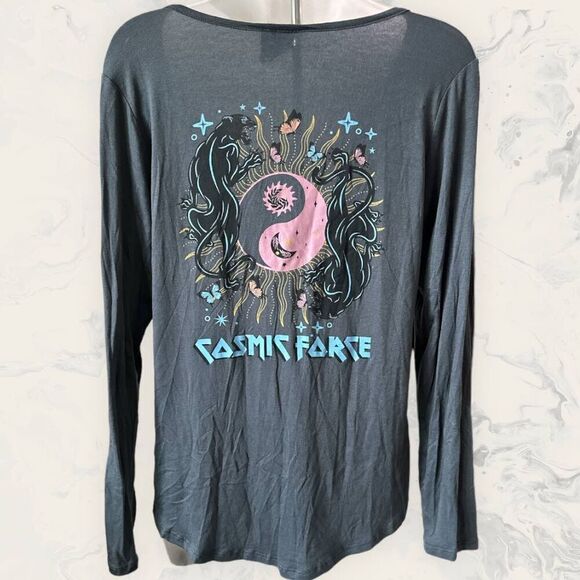 NWOT Stunner California Yin Yang Panther Cosmic Force Long Sleeve - Size L - Gre - Picture 1 of 4